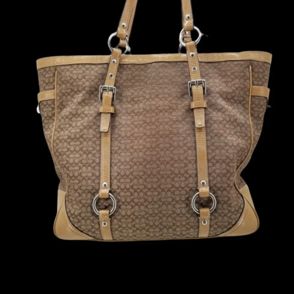 Coach Brown and Tan Jacquard Shoulder Bag - Picture 3 of 16